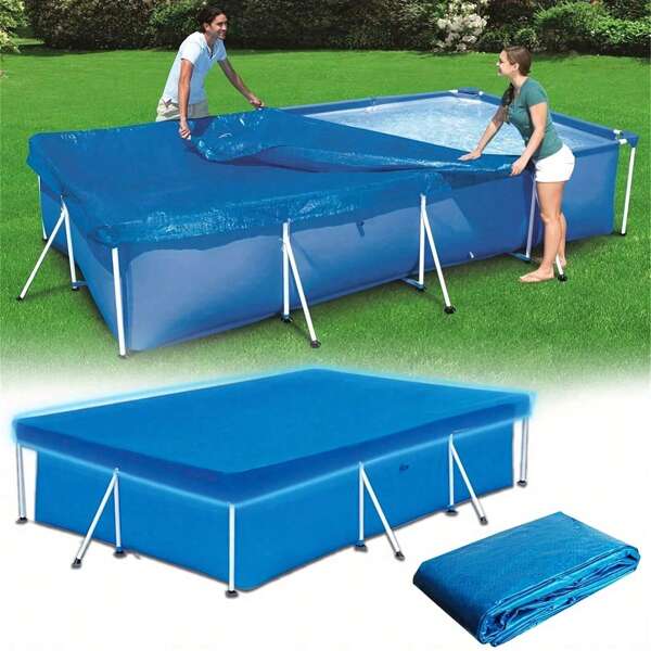 Blue Rectangle Swimming Pool Cover With Frame, Double Blue Rectangular Pool Canopy, PE Material Reinforced Heavy Duty Outdoor Indoor Camping Lawn