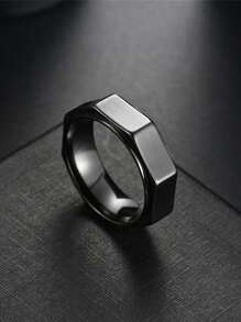 1 Stück 2025 neues Design einzigartiger Achteck-Mutterring aus Titan-Stahl, 8 mm, Gold, Silber, Schwarz, unisex Ring