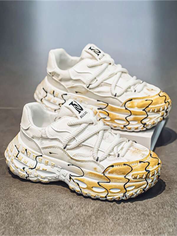 Men's Sneakers, 2025 Summer New Thick Sole Heighten Non-Slip Durable Men's Chunky Sneakers, Fashionable Versatile Gradient Soft Comfortable Casual Outdoor Youth Street Casual Men Sneakers