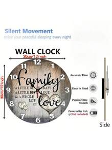 1 Peça Relógio de Parede em Formato de Coração de Madeira, Decoração de Estilo Americano para Sala de Estar, Quarto, Decoração de Presente de Natal e Ano Novo, Relógio de Parede, Decoração de Quarto, Decoração de Dormitório, Decoração de Volta às Aulas, Decoração Escolar, Surpresa Escolar