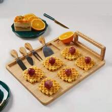 1 Set Large Cheese Board & Knife Set, 4PCS, Bamboo & Wood Cutting Board, Kitchen Cutting Board