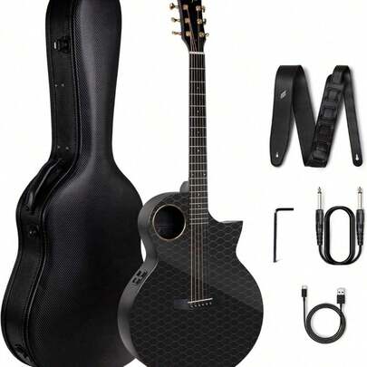 アコースティック| エレキギター カーボンファイバー X3 Pro AcousticPlus 41インチ 4/4サイズのギター ギグバッグ、レザーストラップ、楽器用ケーブル、調整用レンチ、USB Type-C 充電ケーブル付き