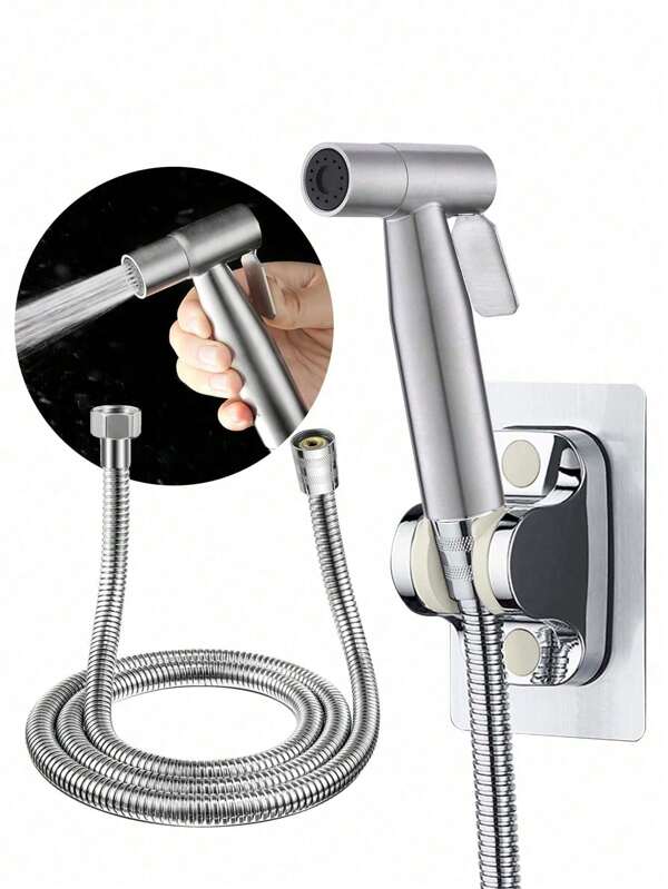 Handheld Bidet Sprayer For Toilet - Stainless Steel Cloth Diaper Jet Spray, Adjustable Water Pressure Control With Bidet Spray Hoses, Bidet Toilet Sprayer For Baby/Feminine Wash Bathroom Accessories