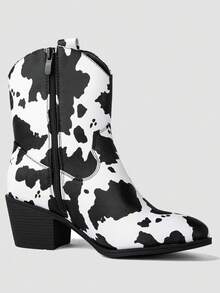 GLOBALWIN Women's The Western Wear Fashion Cowboy Cowgirl Free Birds Country Concert Disco Outfits Low Heel Walking Boots For Ladies Fall Boots Halloween Season - 牛印2 - 查看 6