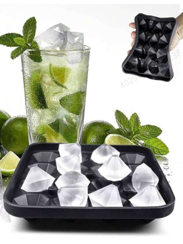1pc - Diamond Silicone Ice Cube Mold, Silicone Material, Diamond Ice Cube Tray, Ideal Bar Tools For Whiskey, Wine, Kitchen Gadgets