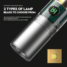 1pc Multi-Functional Bright Portable Flashlight | Dual Light Source + 5 Lighting Modes | Tail Hook Design + Detachable Lamp Cover | TYPE-C Charging + Extra-Long Runtime | Essential For Outdoor Adventure, Camping, Hiking, Night Fishing, Night Cycling