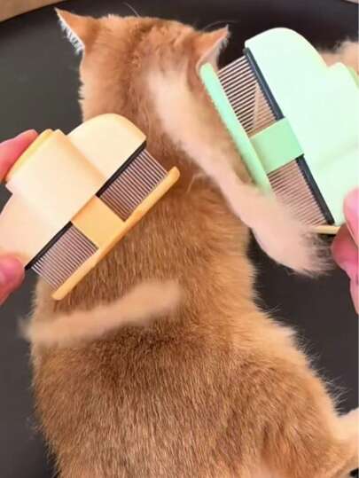 1/2 escovas autolimpantes para animais de estimação, escova para desembaraçar pelos de cães e gatos, escova para animais de estimação de pelo longo, escova de massagem para pelos emaranhados, ancinho autolimpante com um botão, não recomendado para animais de estimação de pelo curto