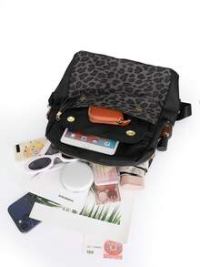 女士防盗豹纹流苏尼龙双肩包，多功能时尚日常包，多口袋轻便旅行包，大容量简约书包，便捷书包，适合学生、护士、教师、商务人士、旅行度假、商务出行、日常通勤、购物、办公、约会、徒步、训练、工作、生日礼物、节日礼物 - 彩色 - 查看 11