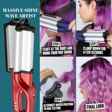 3 Tubes Curling Iron - Beach Wave Curling Iron, 28mm Professional Curling Iron, Heat Resistant With Storage Lock, Suitable For Traveling, Anti-Scald And Easy To Use, Best Gift For Women - UK Plug(220-240V) - View 8