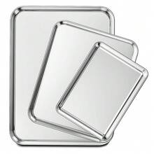 超大号不锈钢长方形烤盘 烤盘 不粘烤盘 家用厨房烧烤 两件套 40 X 30 X 2.5 厘米 - 彩色 - 查看 2