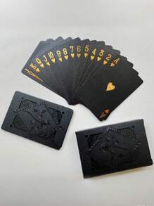 Jeu de cartes de jeu imperméable noir et doré - Jeu de poker en plastique durable pour les jeux de table