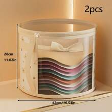 1pc Fashionable Bear Design Hat Storage Bucket, Round Stackable Hat Container With Large Front Window, Portable Zippered Clothes Storage Basket, Suitable For Beach Hats And Wide-Brim Hats, Gender Reveal Party, Perfect For Birthdays, Weddings, Parties, The Perfect Gift For Colleagues, Friends, And Family, Back To School