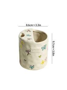 1 pieza Vaso térmico lindo y colorido con diseño de mariposa, taza de café con agarre en forma de corazón para chica, taza creativa y elegante para té con leche, taza de cerámica como regalo, regalo de cumpleaños/inauguración de casa