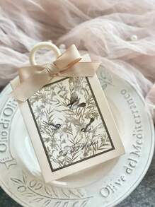 5 pièces Boîte-cadeau de mariage avec motif floral et d'oiseau, boîte-cadeau florale pour fête, anniversaire