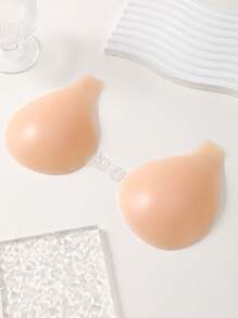 Almohadillas reutilizables de silicona invisibles para pezones con cucharilla con botón para sujetadores, vestidos sin tirantes, elevador de busto antideslizante para busto pequeño
