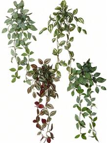 1/2/4pcs Artificial Plants, Hitchhike,Four Choices,A,Red Zebrina,Inchplant,B,Green Zebrina,C,Peperomia,D,Fittonia Inchplant Green Decorations Without Pots For Year Round Decorations, School Dormitory, Office Decorations, Parties, Birthdays, Home Decorations, Decorations For Hotels, Restaurants, Living Rooms, Bedrooms, Weddings, Kitchens And Garden Decorations