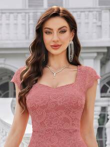 MIUSOL 甜心领花蕾丝鸡尾酒紧身连衣裙、派对连衣裙