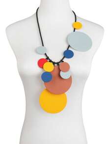 MARLIWOO 1pc Bohemian Style Retro Wooden Long Pendant Necklace, Fashion Vacation Jewelry For Women