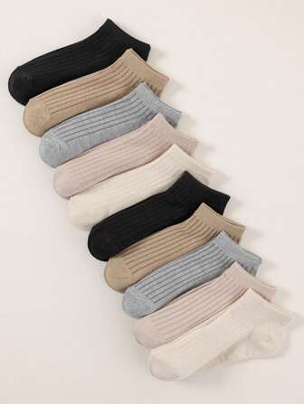 10 Pairs Of Five-Color Socks, Simple And Elegant Japanese Joker Casual, Comfortable And Breathable, With Sports Shoes.
