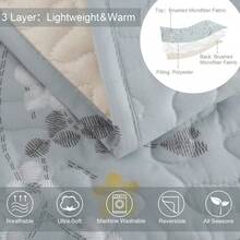 Local Delivery, Fat Quilt Set -Reversible Boho Quilt Set Queen Size, 3 Pieces Patchwork Gray All Season Bedspreads, Ultra Soft Floral Coverlet Bedding Set With Printed Pattern (1 Quilt, 2 Pillow Shams) - Floral-light Blue - View 3