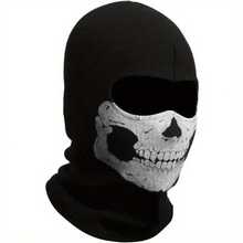 This Mask Features A Ghost Skeleton Design, Suitable For Wind Protection, Especially Suitable For Motorcycle Use. Suitable For Men, Women And Teenagers To Wear During Halloween Cosplay And Outdoor Activities. This Is The Lightweight Version For Spring/Summer. - Black - View 1