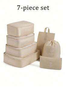 Set di 7 cubi organizzatori da viaggio, con cerniera, grande capacità, include borsa a tracolla, sacca con laccio, borsa in rete, beauty case, porta scarpe, porta bottiglie, per riporre vestiti, cosmetici, articoli da toilette e oggetti di valore