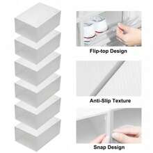 24pcs Shoe Storage Box Stackable, Clear Plastic Shoe Boxes 34x23x14cm - Foldable Shoe Organizer Containers With Lids Transparent Plastic Storage Box Suitable For Women White