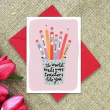 Rosa Stiftbecher Lehrer Danke Karte mit Umschlag, Lehrer Geschenkkarte, Danke Karte, Geschenk für Lehrer, süße Lehrerkarte, Geburtstagskarte