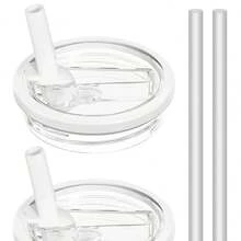 Flip Straw Lid With Straws, New 40oz Tumbler Flip Straw Lid For Spill Proof Tumbler Lids, Replacement And Leak-Proof, Resistant Tumbler Lids, Ideal For Sports & Camping, Good For Work Exercise Run And Drink Water - Trắng 2 bộ - Xem 2