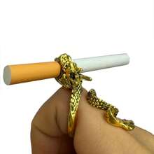 1 pezzo Anello portasigarette con impugnatura a forma di drago - Intaglio metallico unico, design realistico del drago, esperienza di fumo senza mani, durevole e alla moda per gli amanti delle sigarette, accessorio portasigarette | Accessorio elegante per fumatori | Lavorazione metallica dettagliata