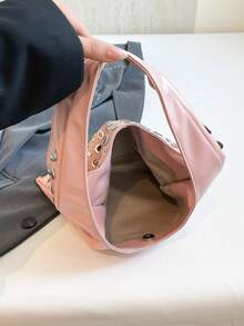 Handmade Retro-Style Woven Beach Shoulder Bag - Pink - View 5