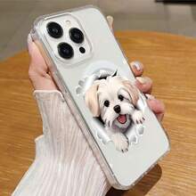 Cute Puppy Mobile Phone Case, Designed With Playful Paws And A Cheerful Expression, Suitable For IPhone 16, 15, 14, 13, 12 And 11 Pro Models, Made Of TPU Material, And Provides Shockproof Protection. Perfect For Family, Friends, Children, Birthdays, Spring, Holidays, Boyfriends, Girlfriends, And Valentine's Day Gifts. - Trong sáng - Xem 5