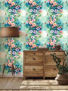 1 Roll 1m/3m/5m Floral, Butterfly, Flower Wallpaper, Suitable For Home Renovation, Room Decoration, Cabinet Refacing, Bathroom Decoration, Vinyl Wall, DIY, Waterproof, Stain-Resistant, Aluminum Foil Wallpaper, Non-Transparent, Covers Stains, Good Flexibility, Easy To Clean, Self-Adhesive Wall, Wallpaper, Wall Stickers - Multicolor - View 5