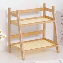 1pc实木桌面收纳架双层厨房桌面架桌面书架家用桌面收纳架 - 彩色 - 查看 4