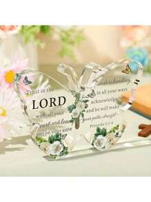 1pc Acrylic Christian Faith Gift With Bible Verses, Inspirational Gifts For Women/Men, Butterfly Desk Decor Religious Item, Christmas Home Office Paperweight