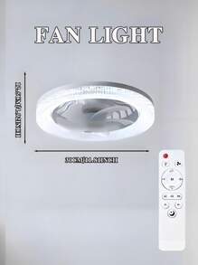 Ventilatore a soffitto a LED, plafoniera da 45W con ventilatore e telecomando, temporizzata, LED dimmerabile, adatta per piccoli spazi come camere da letto, uffici familiari, dormitori