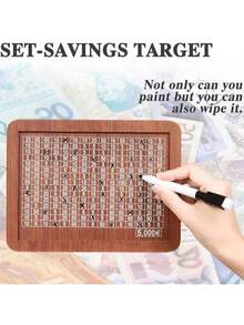 1pc Wooden Piggy Bank With Numbered Counter, Default 10000€, Light Brown Shade, Home Decor Coin Box, Back-To-School Essential, Wooden Cash, 2025 New Wooden Cash Savings Box, Cash Savings Box, Coin Counter Piggy Bank, Wooden Money Box With Counter - Multicolor - View 3