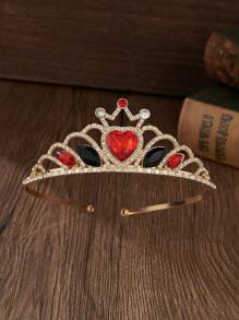 1 pièce Tiare couronne de forme de cœur en cristal, accessoires de mariage de mariée de luxe, couronne de cœur pour la Saint-Valentin, décoration de gâteau d'anniversaire