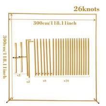 1 zestaw 300*300 cm kwadratowa metalowa rama łuku balonowego, łuk ślubny, dekoracja ceremonii, prostokątny stojak na tło, odpowiedni na rocznicę, wesele, przyjęcie urodzinowe, baby shower, ogłoszenie płci dziecka, wystrój domu i ogrodu (drobne zadrapania, prosimy nie kupować, jeśli to przeszkadza). - Złoto - Zobacz 2