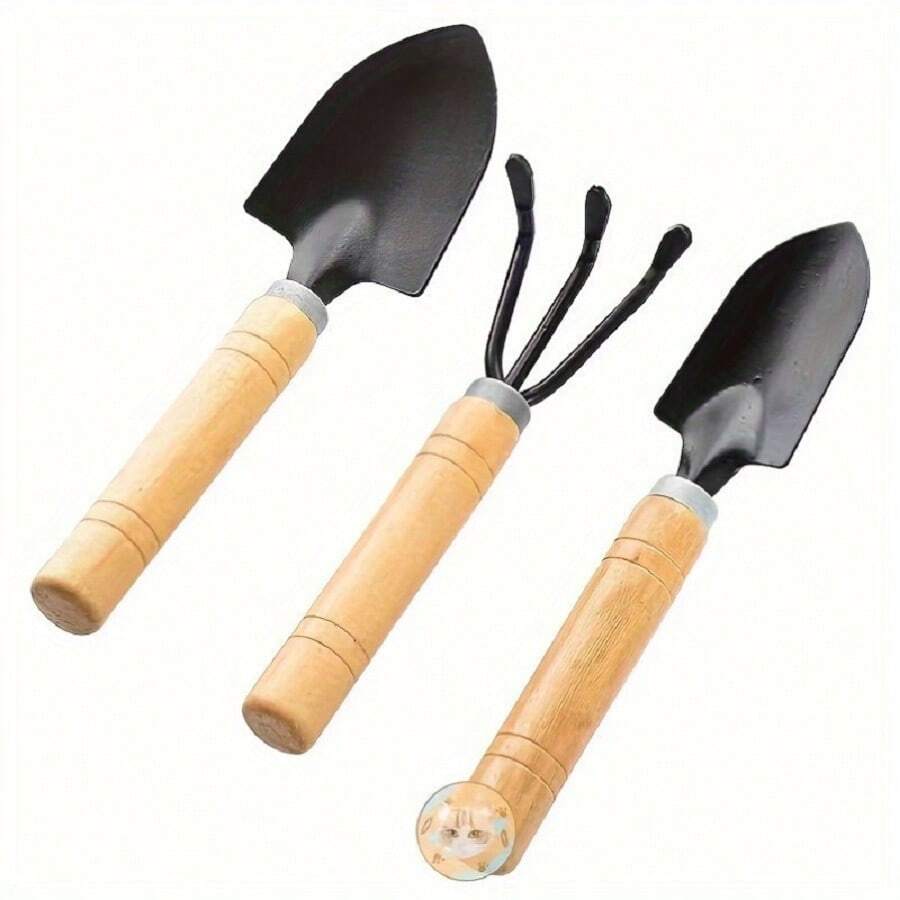 Gardening Tools Three-Piece Set, Flower Rake Spade Potted Plant Spade, Succulent Spade Tools, Spatula And Potting Supplies - 米色 - 查看 1