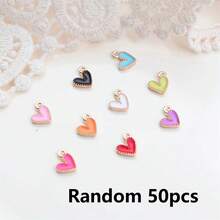 1 Box 20pcs Mixed Color Heart Shape Pendant Charms Love Oil Drip Metal Beads For Jewelry Making DIY Bracelet Necklace Accessories Valentines - Multicolor - View 17