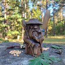 1 pieza Estatua del dios pagano, personaje de magia de la mitología nórdica, esculpido a mano en resina, decoración de escritorio para el jardín o patio trasero