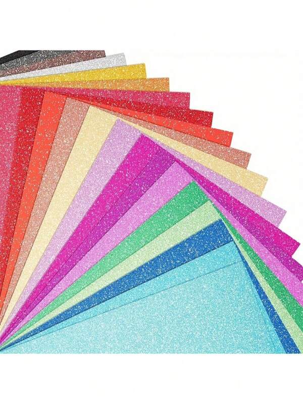 Glitter Card Paper, 10 High-Quality Glitter Paper Handicrafts In Various Colors, DIY Glitter Card Paper Project, Glitter Paper Card Production,School Supplies,Back To School