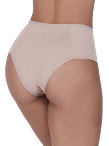 Biografia da Moda Women's Microfiber Shaping Panties Casual-Comfortable Simple Comfortable Fabric High Waist - 巧克力棕 - 查看 2