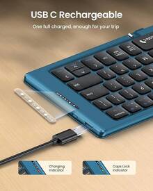 Teclado plegable y compacto Protoarc, teclado portátil Xk04 con cubierta de PU, teclados inalámbricos de viaje de bolsillo, para smartphone, tableta y portátil - Negro - Azul - Ver 6