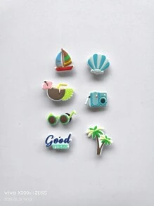 7pcs Set Elegant Sandal Accessories, Removable Sandal Decor Suitable For Puff Sandals