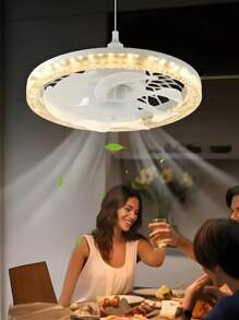 Ventilatore a soffitto a LED, plafoniera da 45W con ventilatore e telecomando, temporizzata, LED dimmerabile, adatta per piccoli spazi come camere da letto, uffici familiari, dormitori