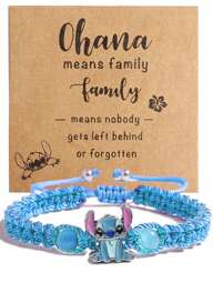 Disney Disney 1pc Disney Cartoon Stitch Alloy Craft Adjustable Braided Bracelet,Great For Wonderful Gifts For Friends And Partners!