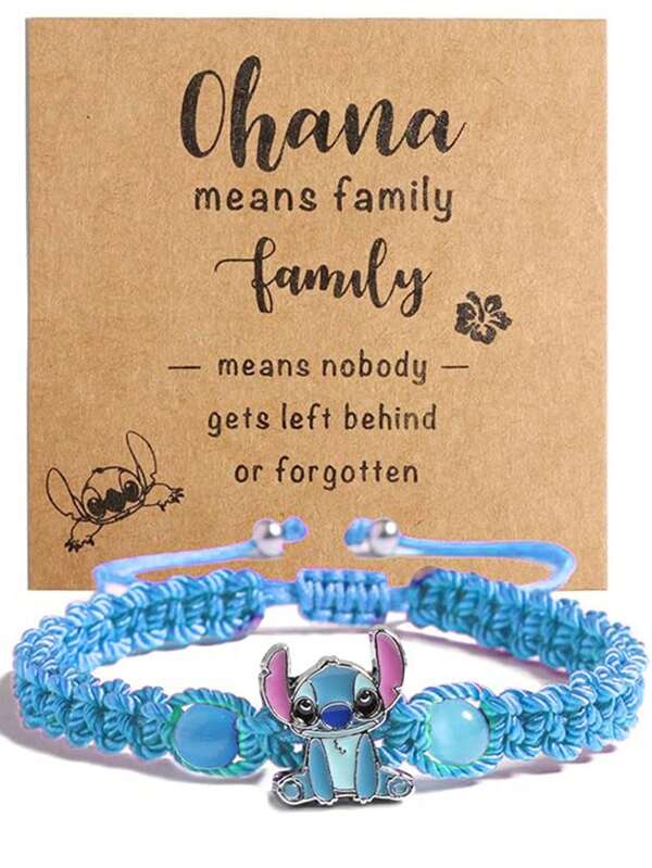 Disney Disney 1pc Disney Cartoon Stitch Alloy Craft Adjustable Braided Bracelet,Great For Wonderful Gifts For Friends And Partners!