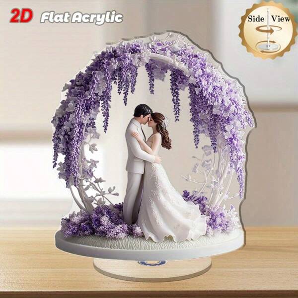1pc 2D Acrylic Tabletop Decorations, 0.3cm Thickness, Rotatable, Suitable For Weddings, Anniversaries, Home Decor, Indoor & Outdoor Use, Wedding Decor | Romantic Scene | Detailed Design